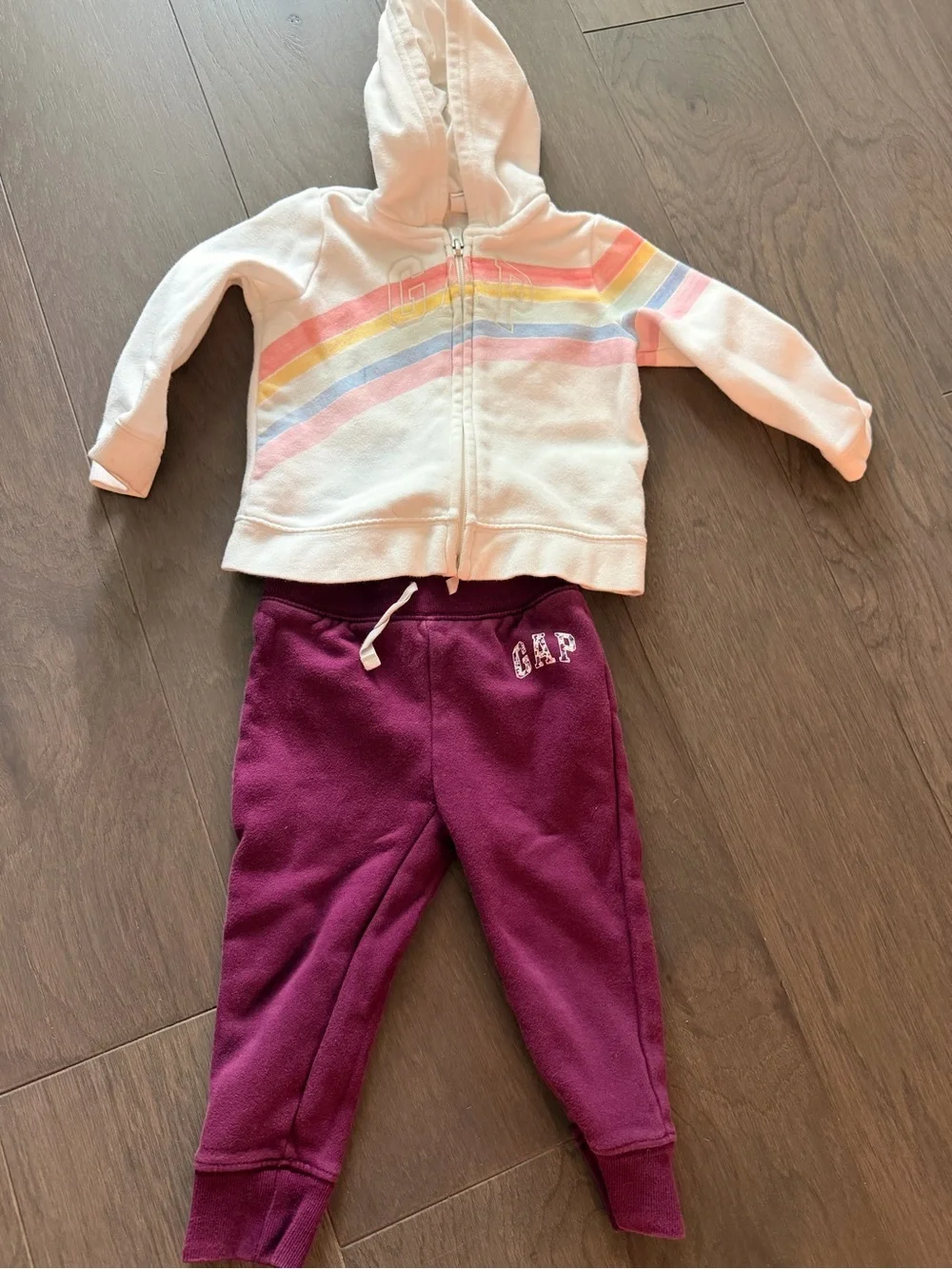 GAP Maroon (Burgundy) Joggers with White Zip Hoodie - Girls